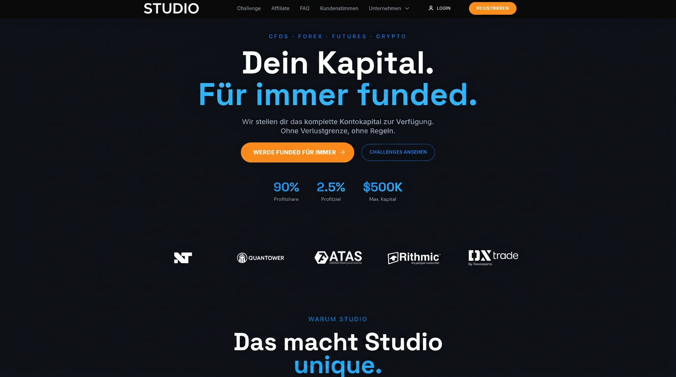 Conversion-focused hero — dual CTAs, social proof stats, partner logo strip.